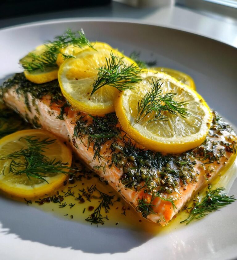 Ovnsbakt laks med sitron og dill