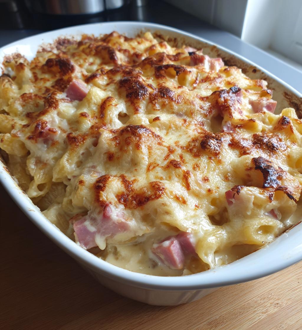 Ovnsgrateng med skinke og pasta