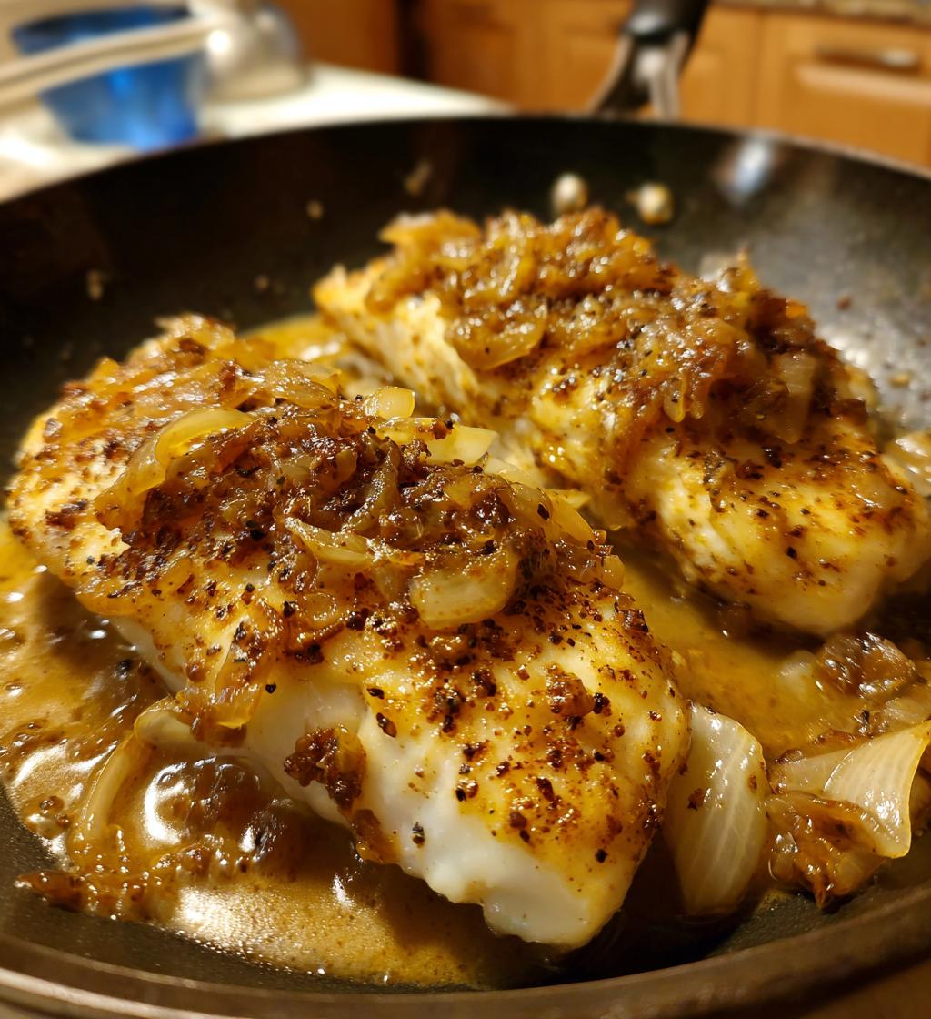 Seibiff med løk og saus